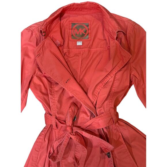 Michael by Michael Kors Orange/Coral Trench Rain Lightweight Coat Sz.Medium GUC - Picture 14 of 16